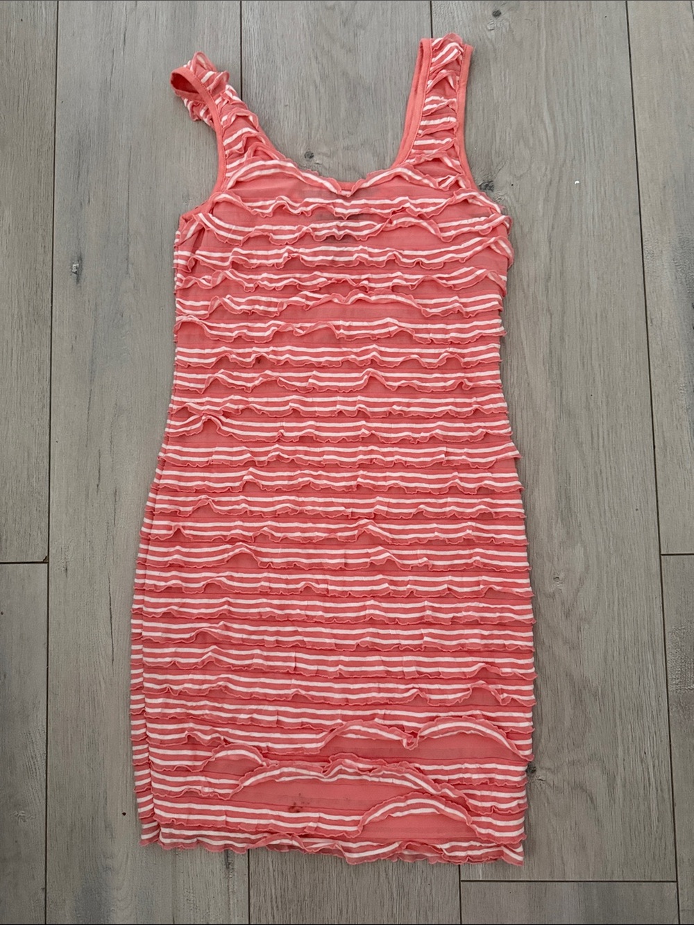 Timing Coral Ruffle Tank Mini Dress